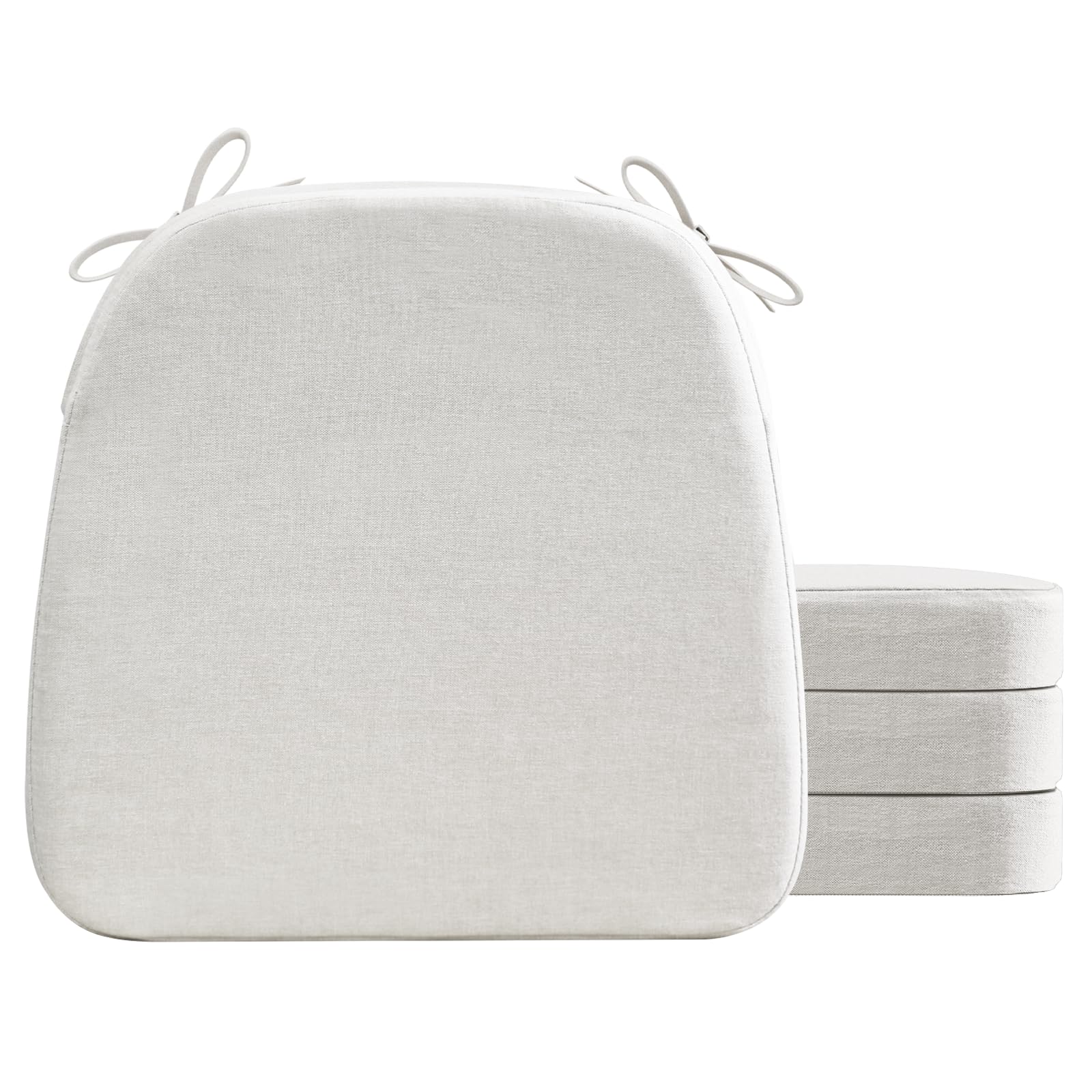 Photo 1 of AAAAAcessories D-Shaped Chair Cushions, 2" Thick Dining Chair Pads with Ties and Removable, Machine-Washable Cover, 17" x 16", Set of 4, Natural Linen