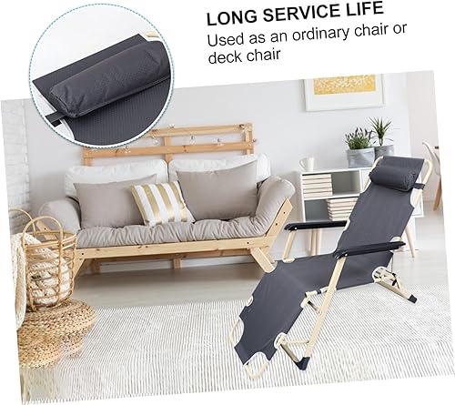 Miniatura 9 de Portable Dual Purposes Folding Lounge Chair with Extendable Reclining Function Oxford Gray Rest Chair for Outdoor Indoor Use Space-Saving Folding