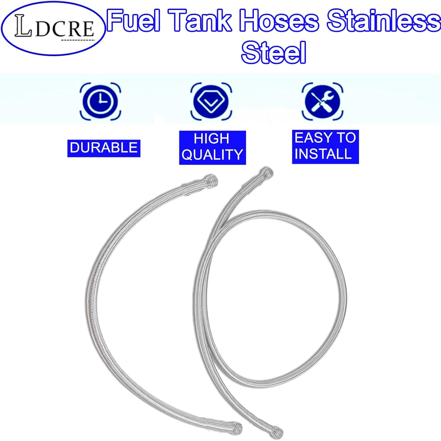 Fuel Tank Hoses Stainless Steel Compatible with Chevy Silverado GMC Sierra 2500HD 3500HD 6.6L Duramax Diesel 2001-2010 | Replace 15167372 15077513 Fuel Line