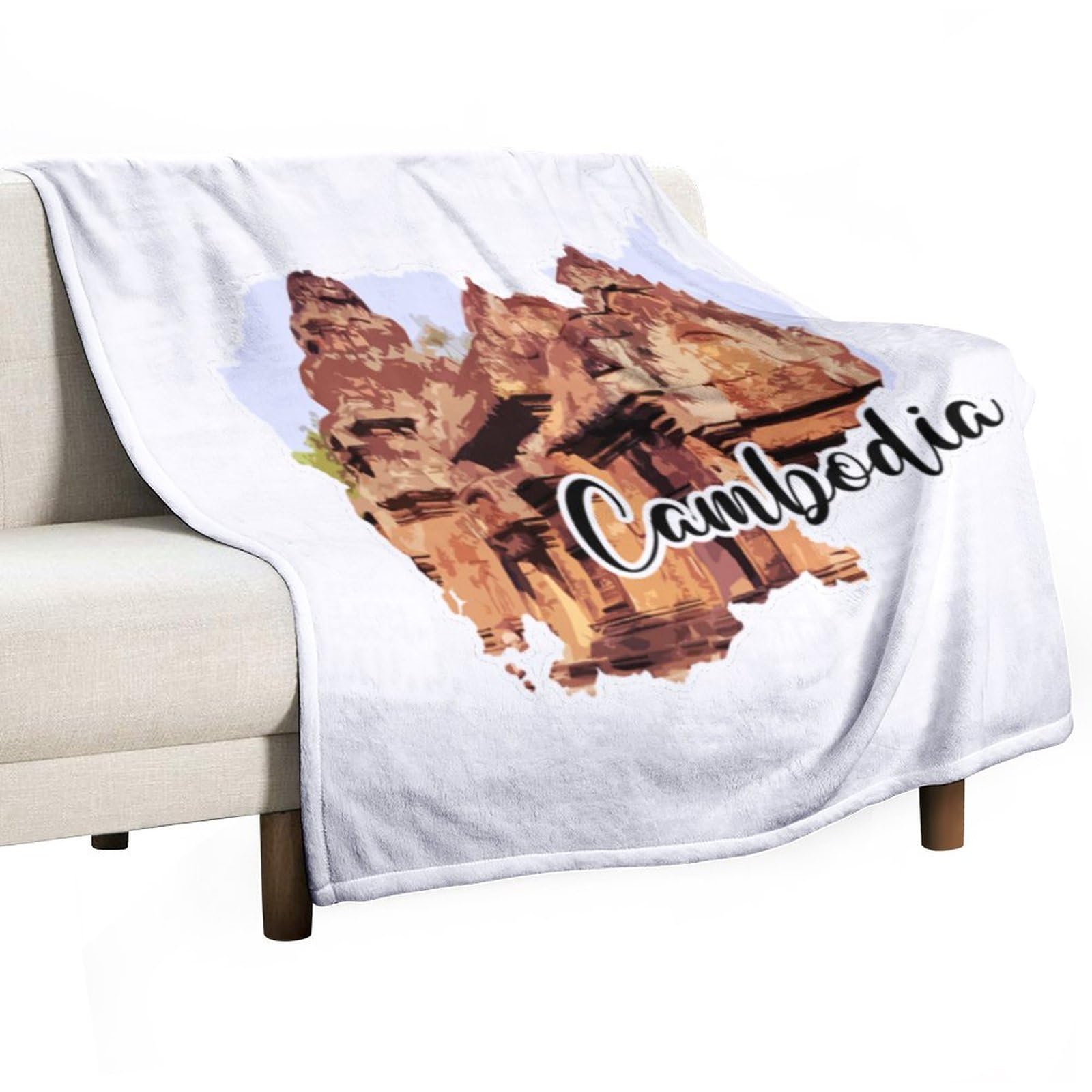 Couverture de lit Cambodge 178x203 cm paysage urbain