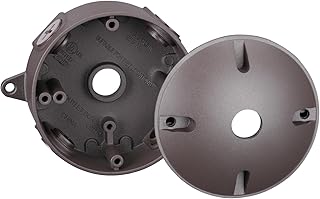 LEONLITE 4 Inch Round Weatherproof Outlet Box with Cover, Six 1/2-In Knockouts Round Outdoor Electrical Box Die-cast Aluminum, UL, IP65, 16 Cubic Inch Electrical Junction Box, Brown