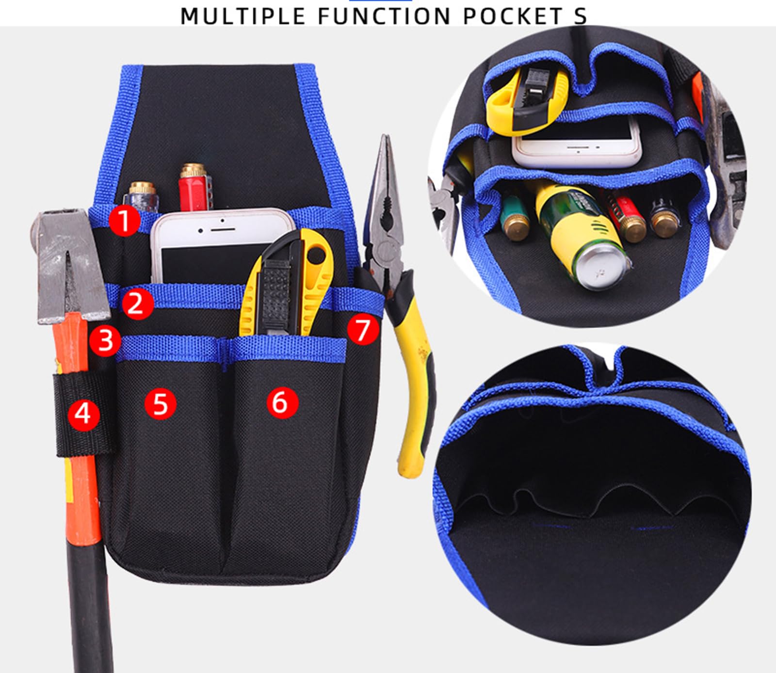 Borsa Porta Attrezzi, Custodia per elettricista, Borsa per elettricisti, Borsa Magazzino Utensili, Cintura Porta Attrezzi Multi Tasche, per Elettricista,Carpentiere(Blu 26.5 * 13.5 * 5cm)