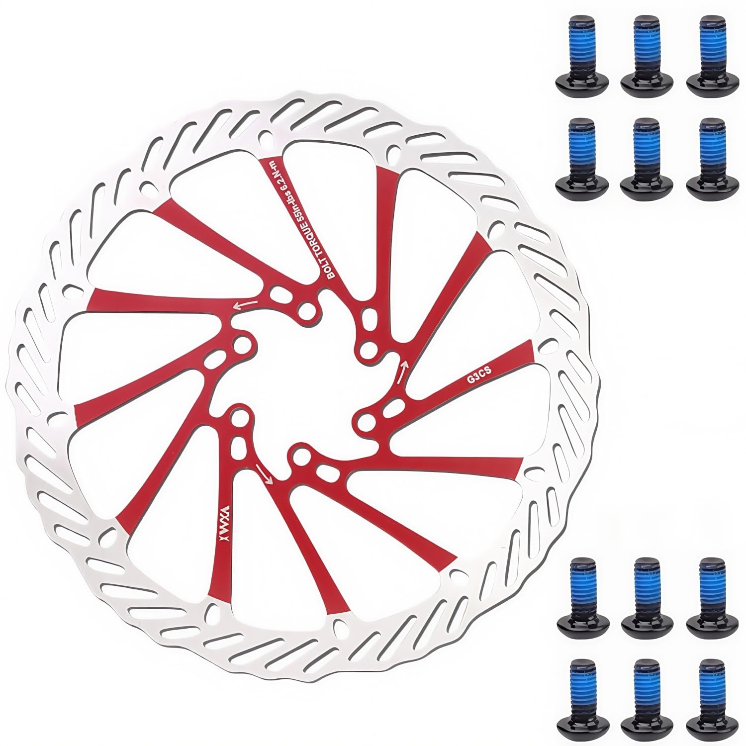YBEKI Pro+ Bicycle Brake Discs 160/180/203 mm (Set of 2) - Stainless Steel Ceramic Composite with Titanium Coating | For MTB Downhill/Road Bike Sprint | 40% Hardness | Black/Red/Purple/Blue