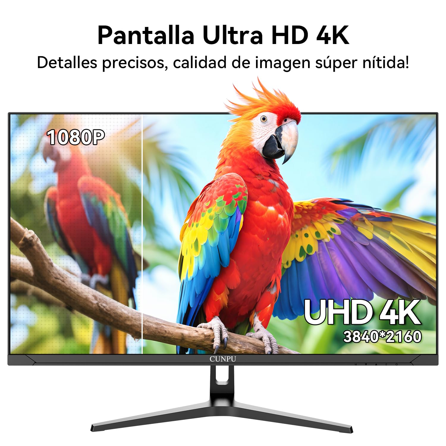 CUNPU Monitor 4K UltraHD 32 Pulgadas, SRGB 100%, Adaptive Sync., 2X HDMI2.0 2X DP1.4, 16:9, VESA(100 * 100mm), HDR10, HDMI/DP, Negro