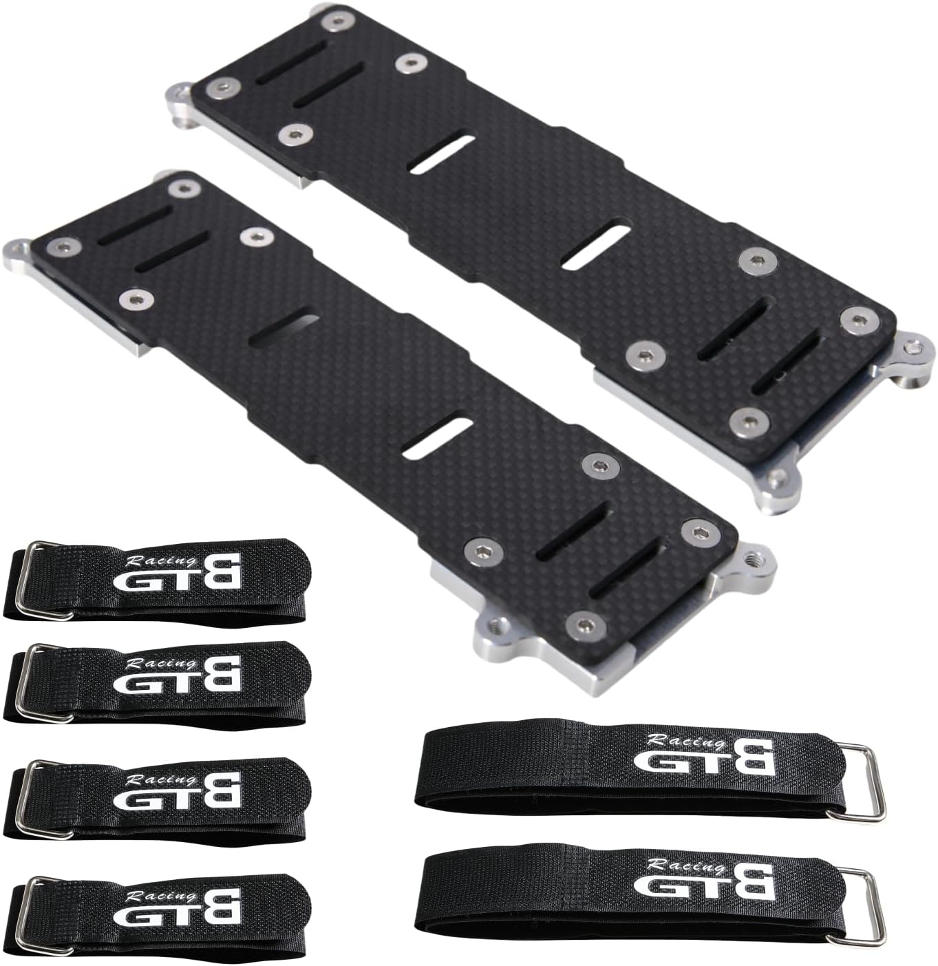 GTBRacing CNC Aluminum 7075 T6 Universal Battery Box Tray for 1/5 RC Car LOSI Desert Buggy DBXL-E 2.0 Upgrade Part (Silver)