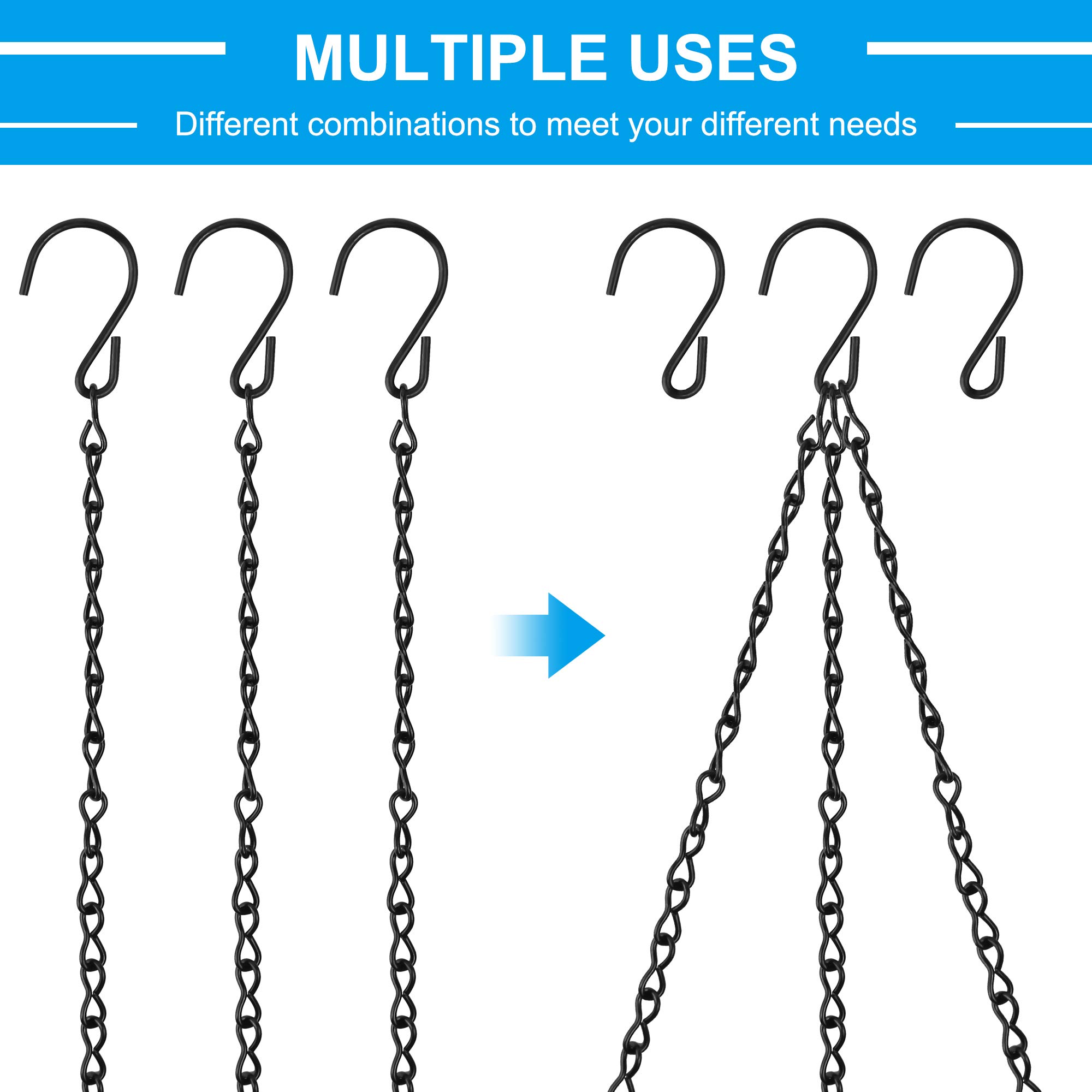 Chaîne de Suspension 50 cm 6 Ensembles, Chaîne en Métal pour Plantes, Suspension Plante Macramé Décoration Jardin (Noir)