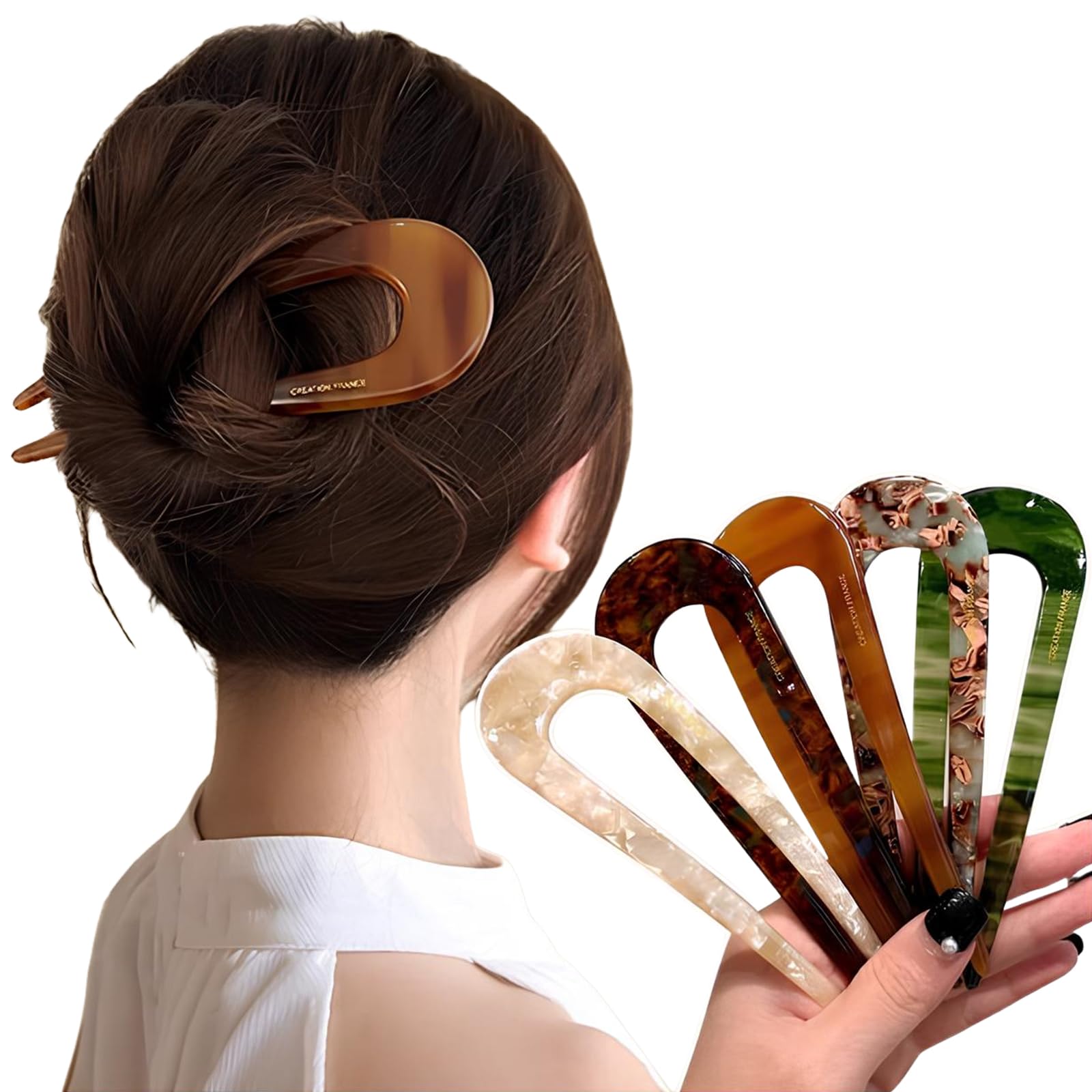 かんざし u字型 簪 5枚入り u字コーム ヘアスティック おしゃれ ヘアアクセサリー べっ甲柄 シンプル 夜会巻き お団子 レディース まとめ髪用 髪飾り 髪留め 和装小物 普段使い パーティー 結婚式 成人式 卒業式