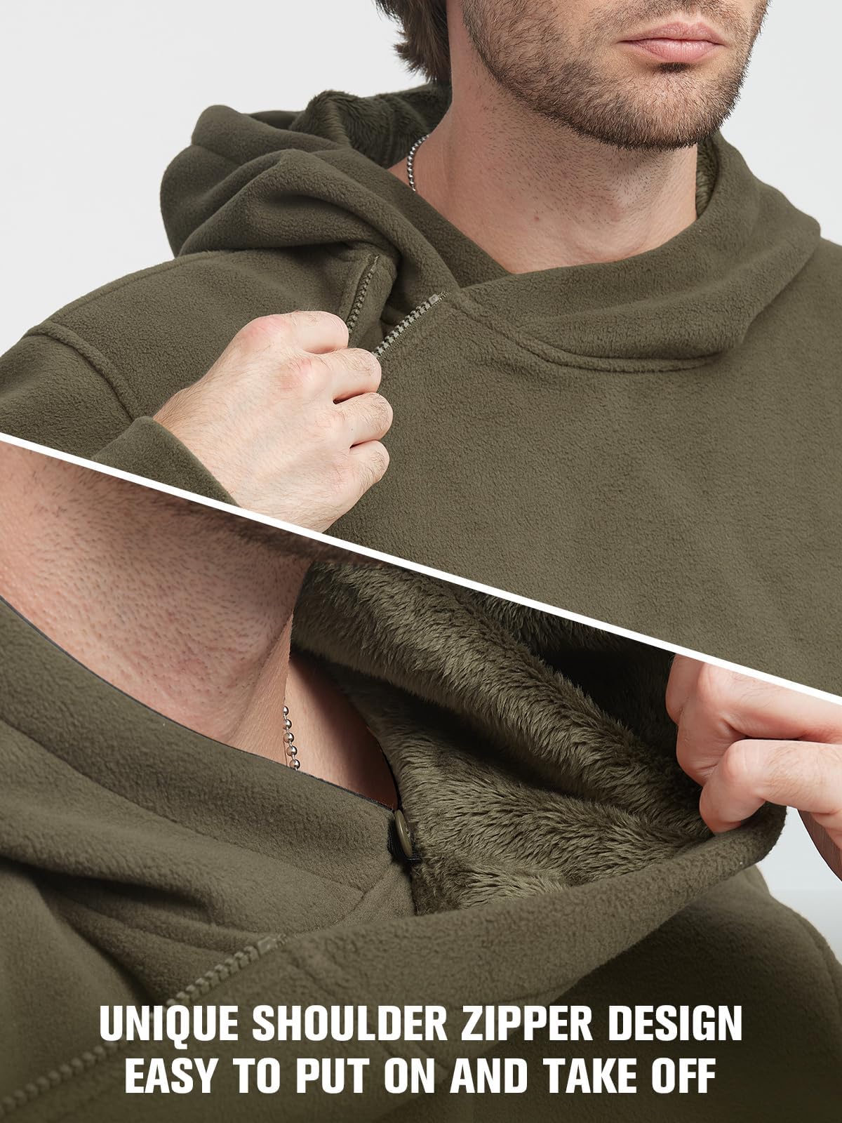 FREE SOLDIER Vestes Polaires Hommes Sweat à Capuche Sweatshirt Hommes avec 1/4 Fermeture éclair,Coupe-Vent Veste Tactique Armée Outdoor