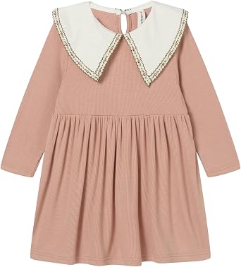 Mud Kingdom Girls Dress Peter Pan Lace Collar Long Sleeve Dresses Casual