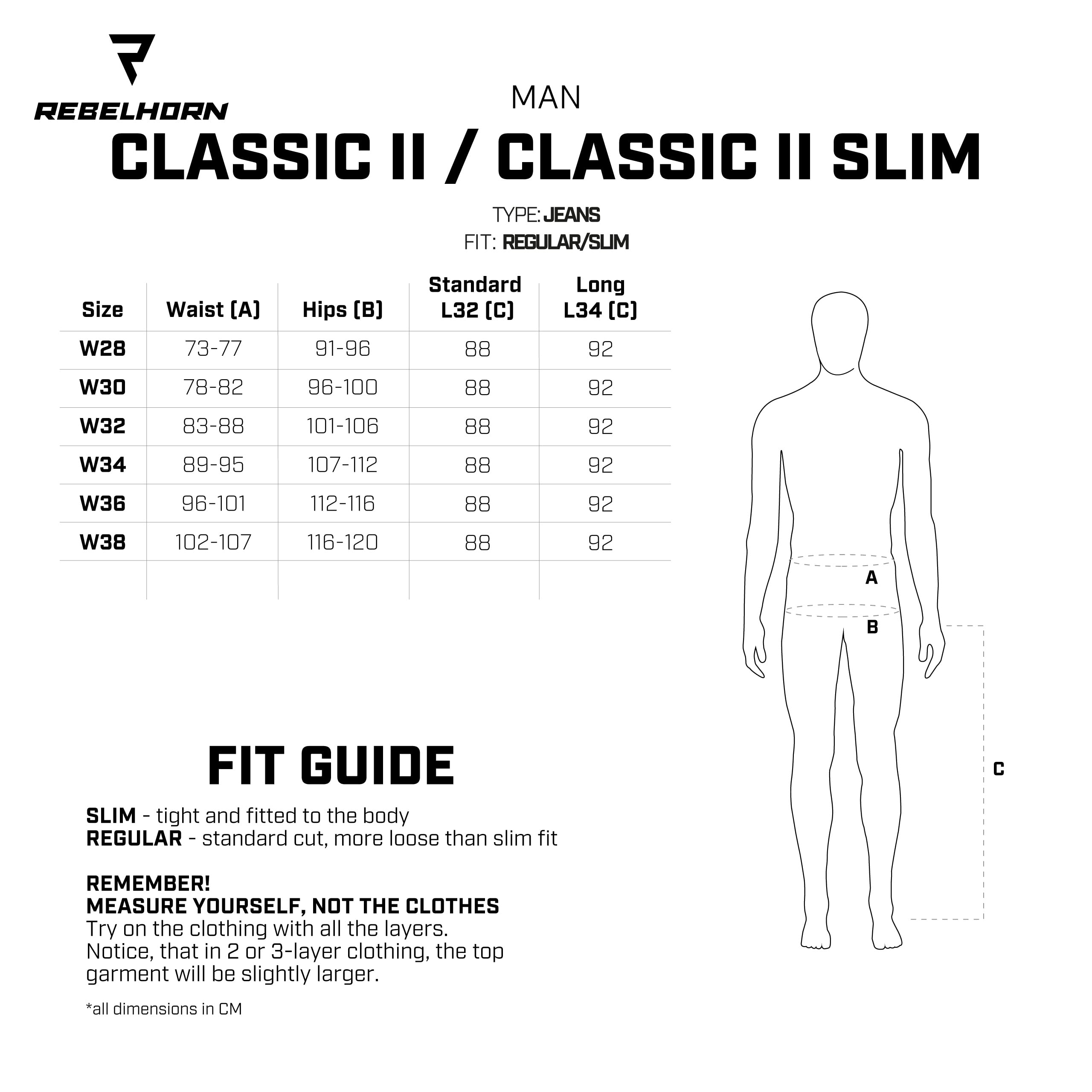 REBELHORN Jeansy motocyklowe Mężczyźni Classic Ii Slim Fit
