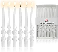 Vista 50 de Velas cónicas en espiral sin perfume, color blanco, 4 velas trenzadas de 7.5 pulgadas, hechas a mano, para cena, boda, decoración del hogar