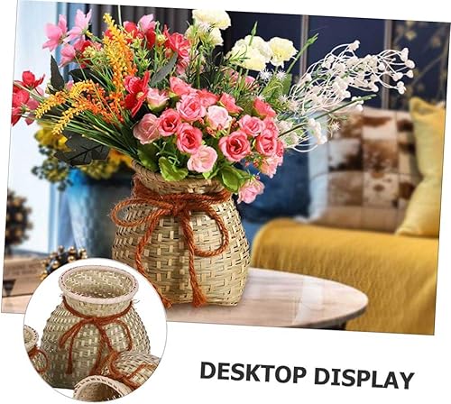 Miniatura 4 de STOBAZA 2 Pcs Bamboo Basket Laundry Basket Wicker Foraging Basket Backpack Bamboo Woven Basket Rattan Vase Seagrass Vase Fish Storage Basket Hand