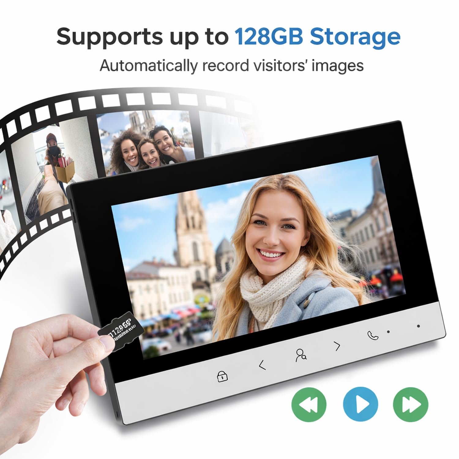 Videocitofono WiFi TUYA con controllo accessi, citofono video con unità esterna IP65, 1 unità esterna + 2 monitor interni, apertura porta tramite app e RFID (IC) / NFC, per casa e ufficio(3)