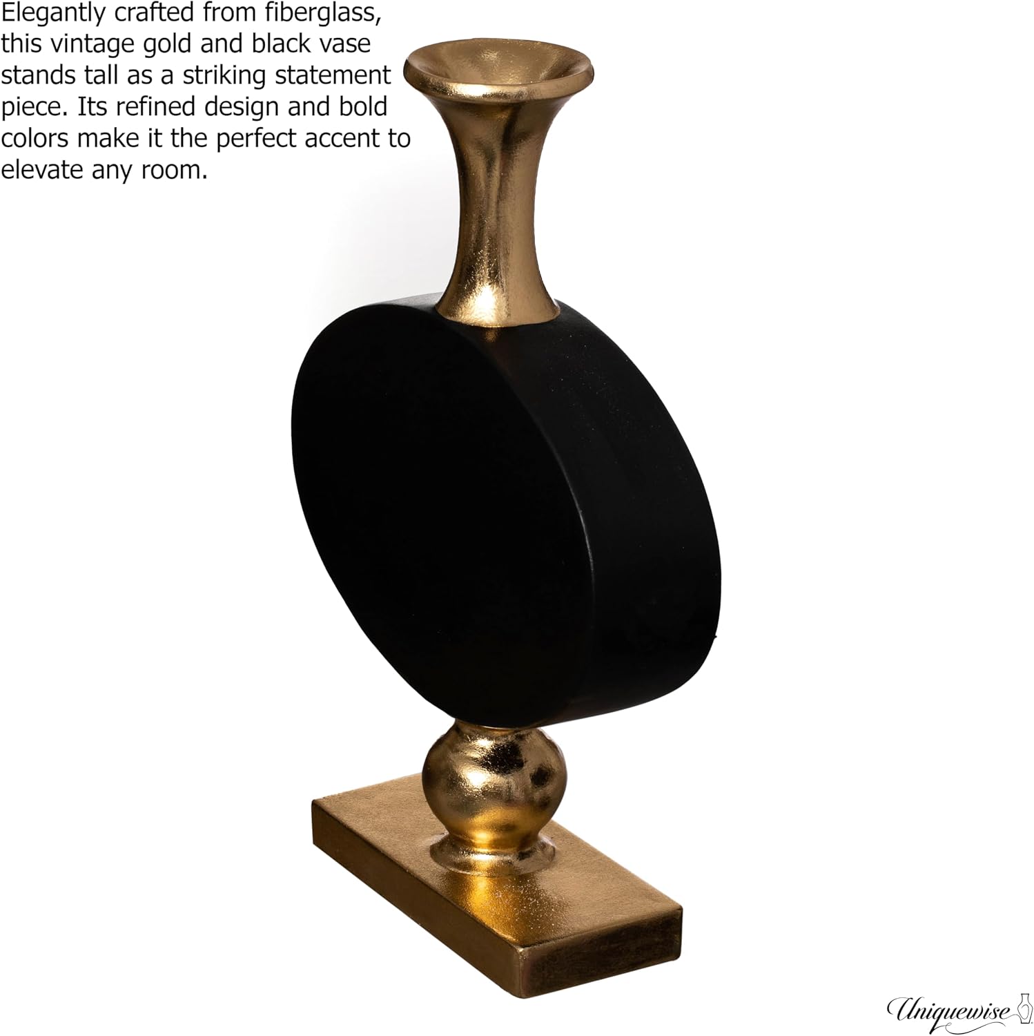32 Inch Vintage Gold and Black Fiberglass Tall Floor Vase - Enhances Home Decor with Farmhouse Charm-Perfect as a Statement Piece for Living Room Centerpiece, Entryway, Dining Room, and Hallway Decor image 4