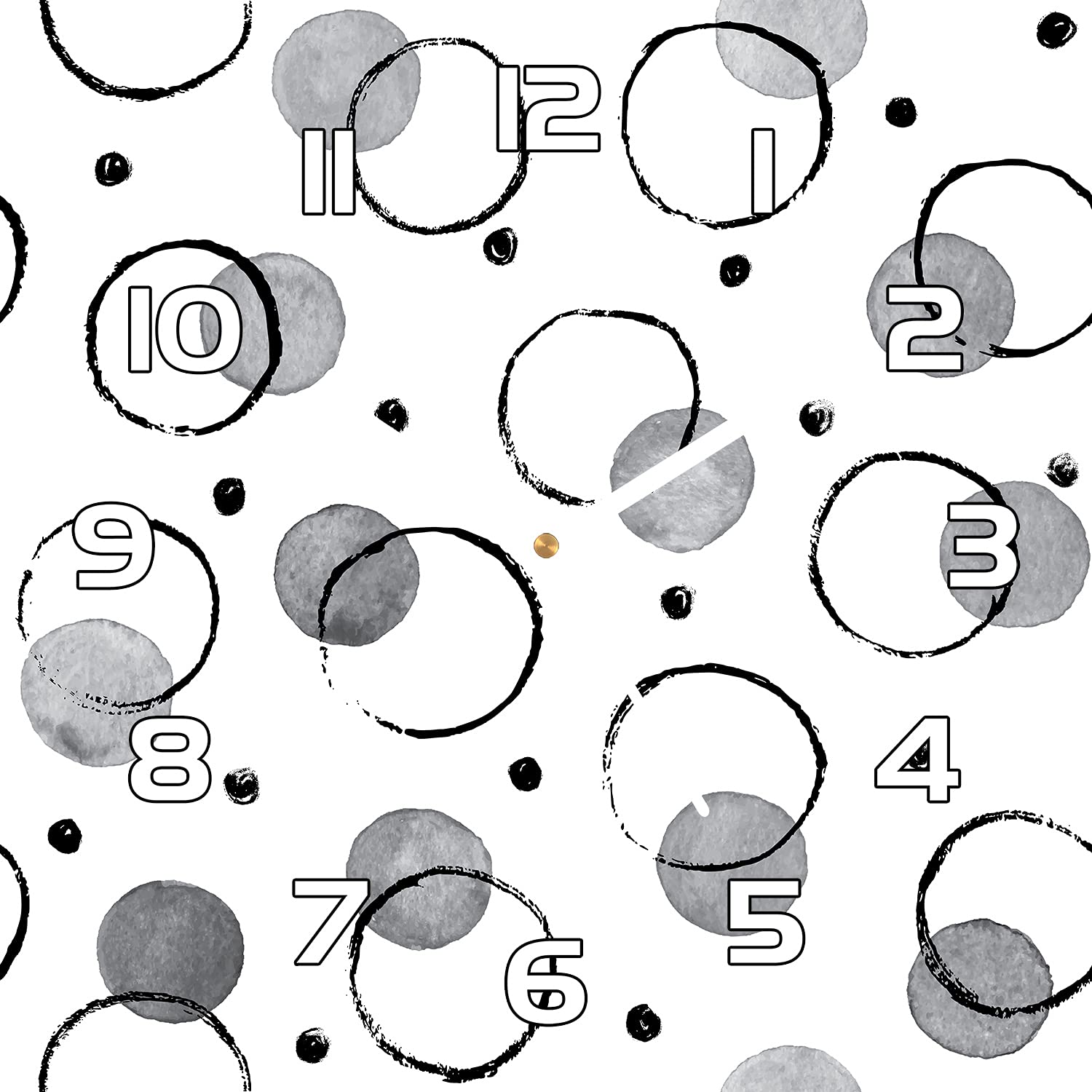 Horloge en verre 30x30 cm cercles d'encre cuisine et salon moderne