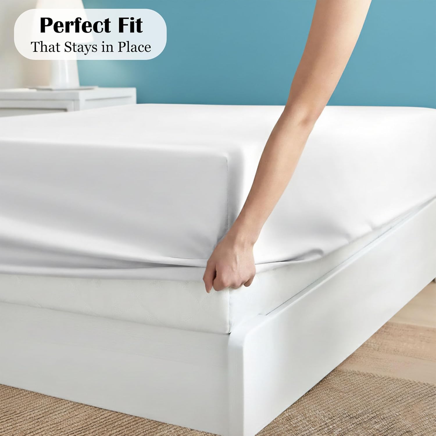 Twin XL Fitted Sheet Only - 100% Cotton Bottom Sheet - 16 Inch Deep Pocket Premium Cotton Mattress Sheet - Sateen Weave Luxury Hotel Quality - White