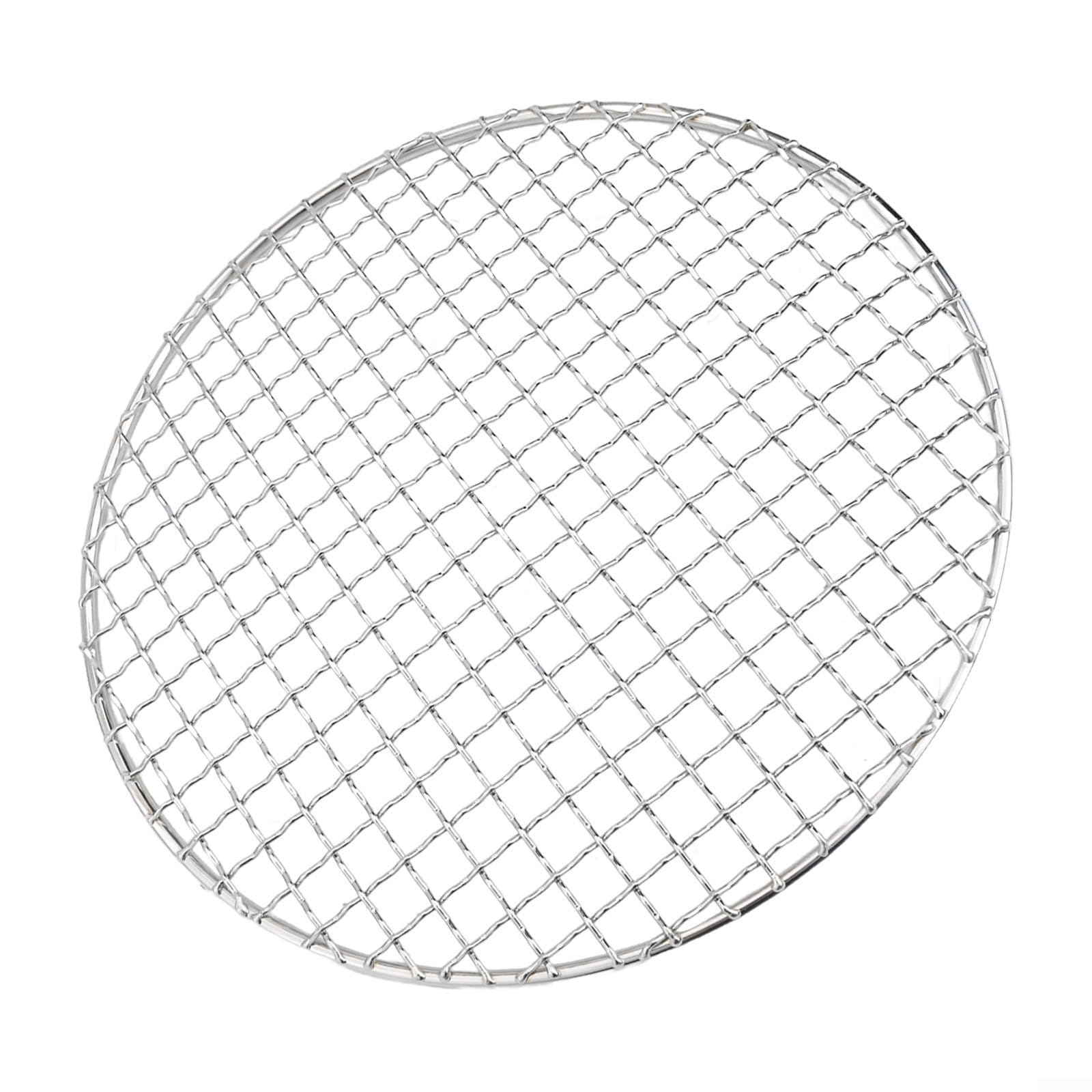 HGCOEYR BBQ Grill Mesh Net, Stainless Steel Silver BBQ Mesh Round Grill Net 150-380mm for Korean BBQ Baking Cooling(280MM)