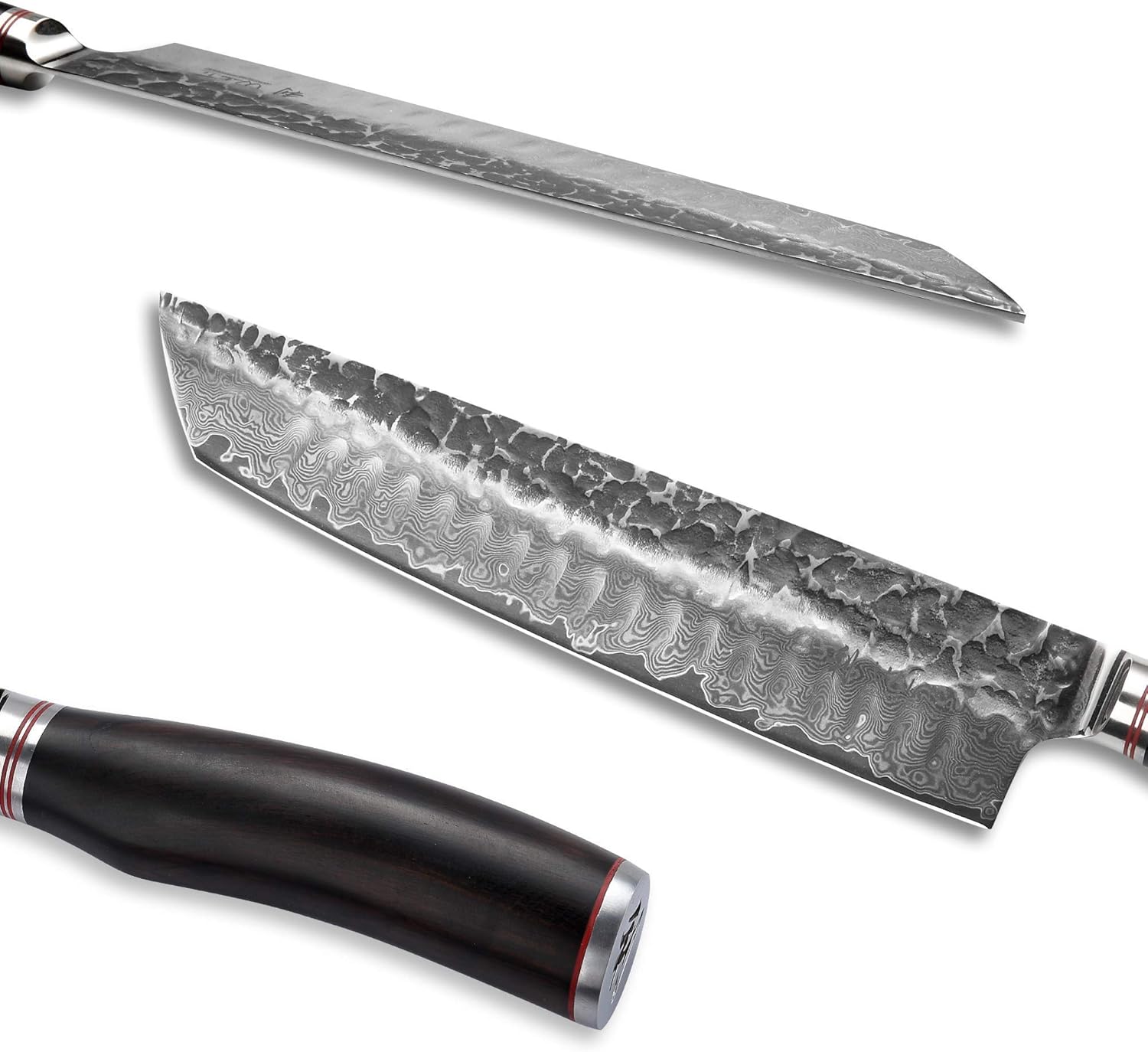 Wakoli EBO BBQ Hamokiri Knife – 7.9-Inch Damascus Butcher Knife | 67-Layer VG10 Core Steel | Dark Oak Wood Handle | Professional Meat Cutting Tool in Gift Box