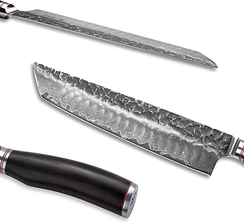 Miniatura 7 de Wakoli EBO Damasco cuchillo de carnicero y barbacoa con hoja I de 10 pulgadas cuchillo de cocina molido a mano hecho de acero de Damasco genuino con