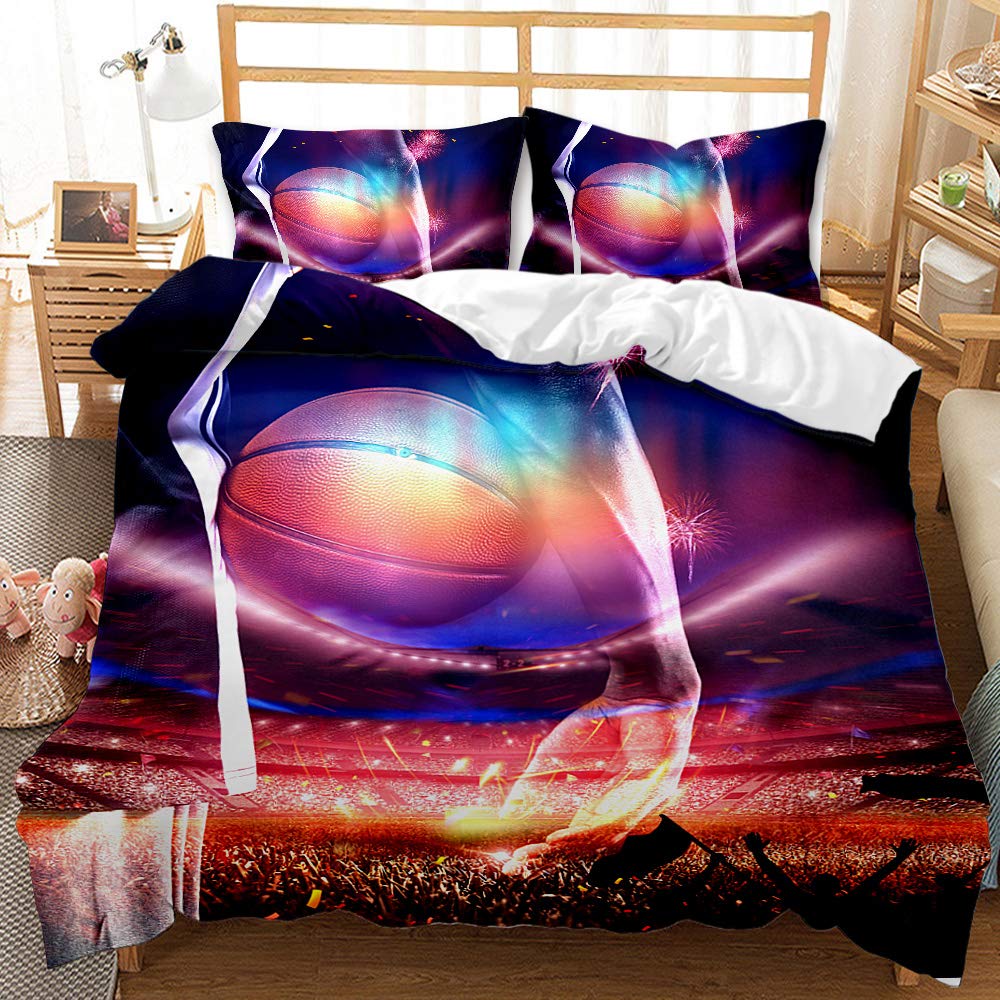 Set Copripiumino Basket Urban 140x200 Cm – Biancheria Da Letto Per Amanti Della Pallacanestro – 2 Pezzi Con Cerniera E Federa 65x65