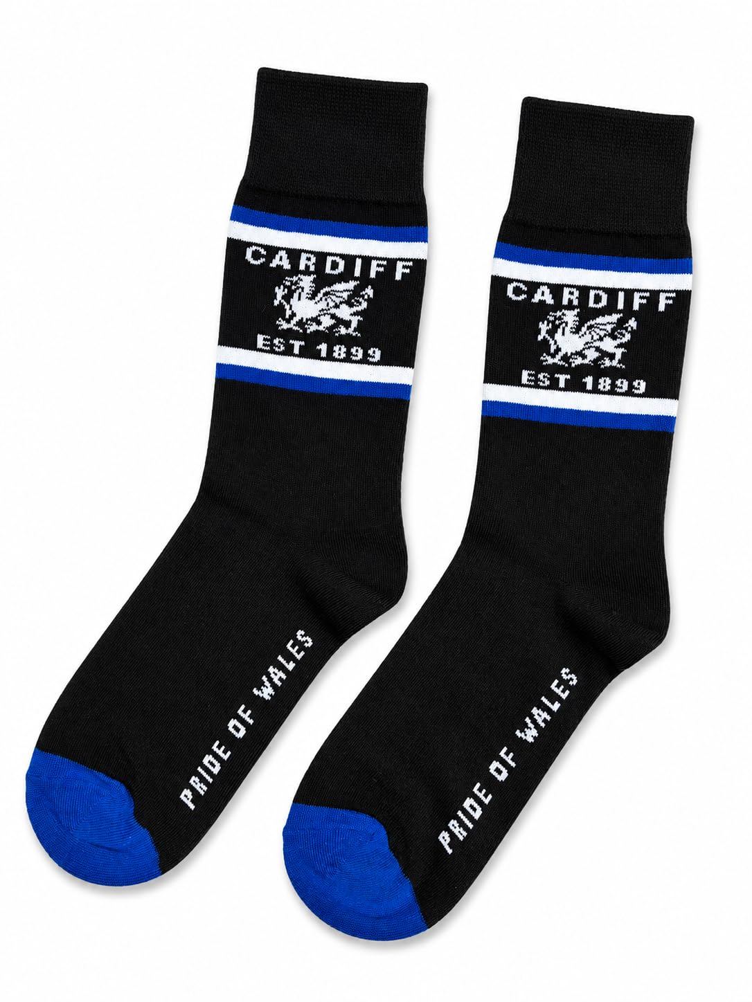 Cardiff Cotton Rich Socks UK 7-11 – Bluebirds Welsh Dragon Design – Soft, Durable & Comfortable Everyday Wear Cardiff Football Fans Socks