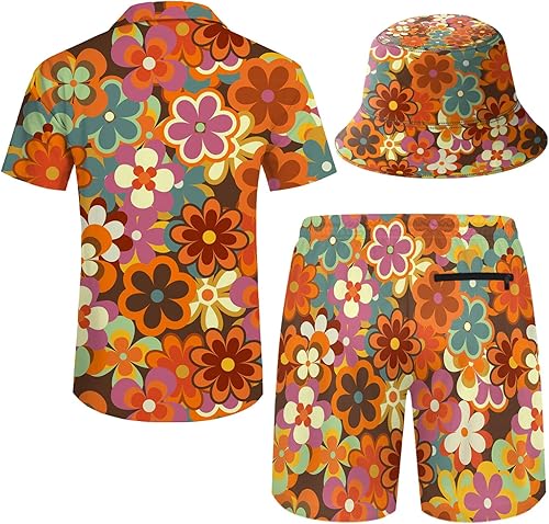 Miniatura 2 de Conjunto de camisa y pantalones cortos de los años 80 para hombre, traje de los años 80 y 90, trajes de camisa de los años 90 con sombreros de