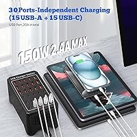 Vista 2 de USB C Charging Station,150W 30 Ports USB C Charger【15USB-C + 15USB-A】,Multiple Devices Charger Compatible with Samsung/iPhone/iPad/Google