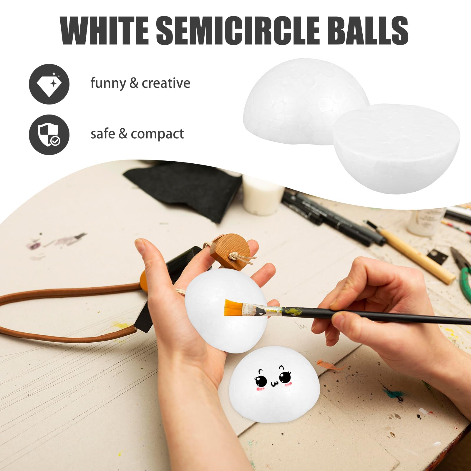 Healifty 30pcs Half Foam Balls White Craft Ball Wedding Decor Round Balls Christmas Xmas Ornaments for DIY Craft Modeling Xmas Tree Decorations Party Favors 8cm - Image 2