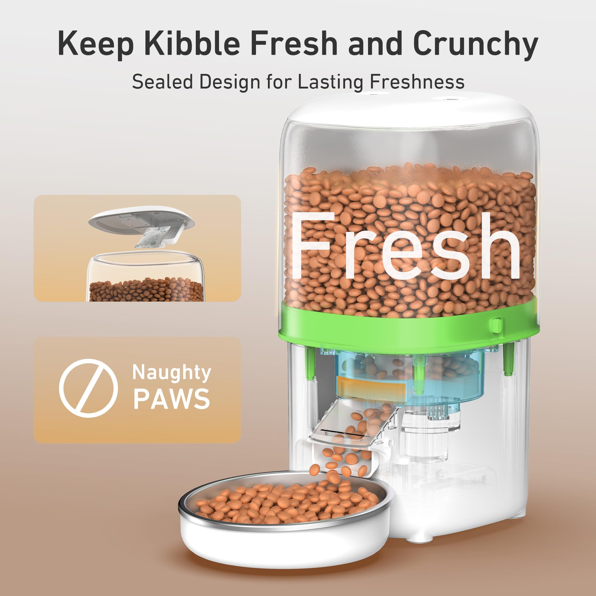 Automatic Cat Feeder - 4L Timed Auto Pet Feeder for Cat and Dog with Dry Food Dispenser, 180-day Battery Life, 1-6 Meals Per Day, 1-16 Portion, Desiccant Bag Keeps Food Fresh view 5
