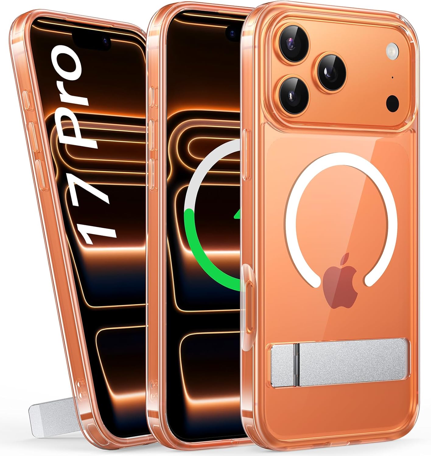 for iPhone 17 Pro Case Magnetic with Stand, Compatible with MagSafe & Wireless Charging, Military Grade Shockproof, Transparent Slim Thin Hard Men Women Case for iPhone 17 Pro, Clear Clear iPhone 17 Pro, 6.3"