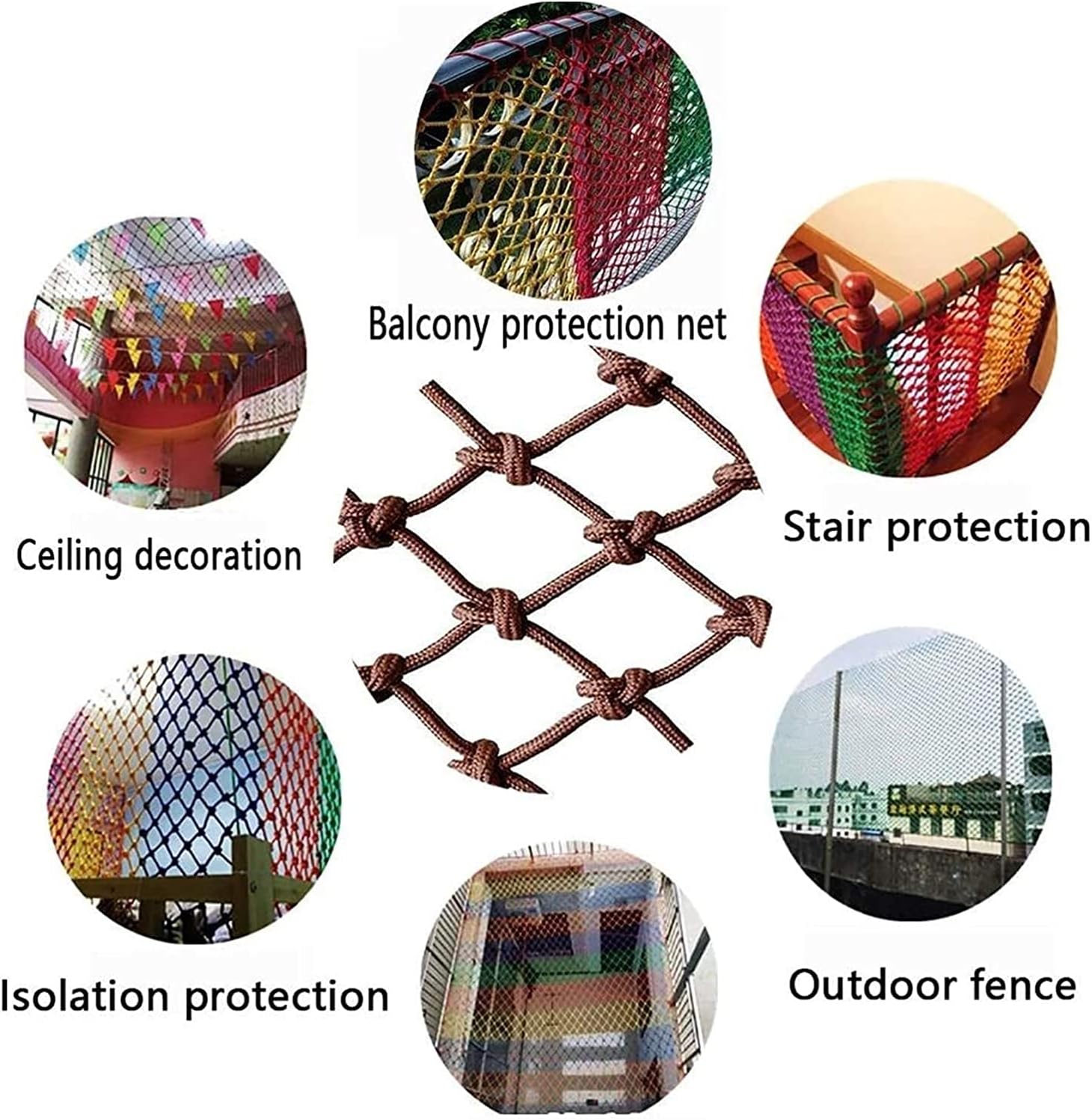 Protective Net Child Stair Safety Net Color Nylon Cargo Net, Balcony Pet Fall Protection Garden Decoration Photo Wall, Rope Net for Kids Playground Rope Netting (Size : 1x7m(3x22ft