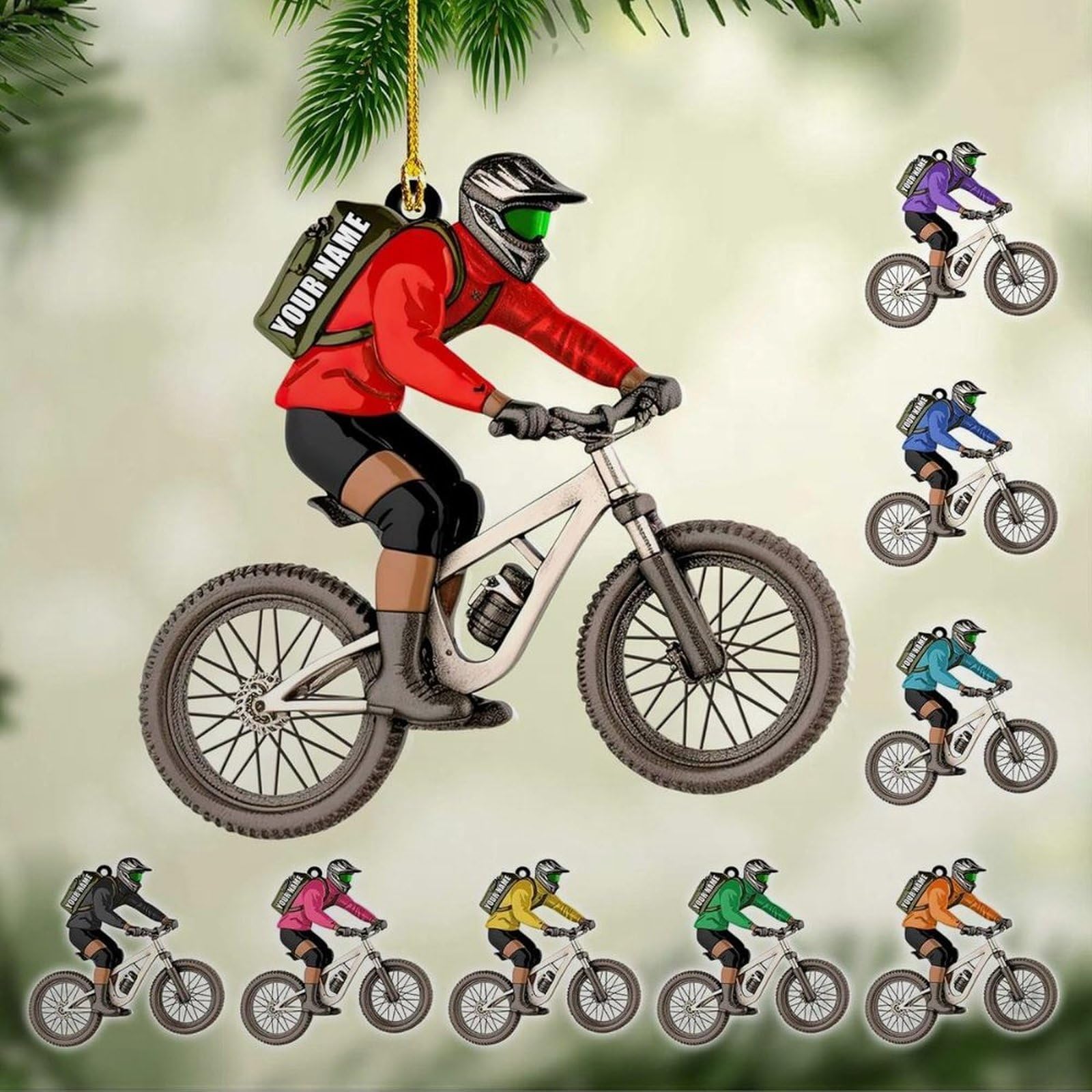 Luckluccy Bike 2 Personalized Bike Colorful Christmas Ornaments 2025,Bicycle,Mountain Bikes Ornament,Racing,Cycling Biking Bicycle (Bike 2)