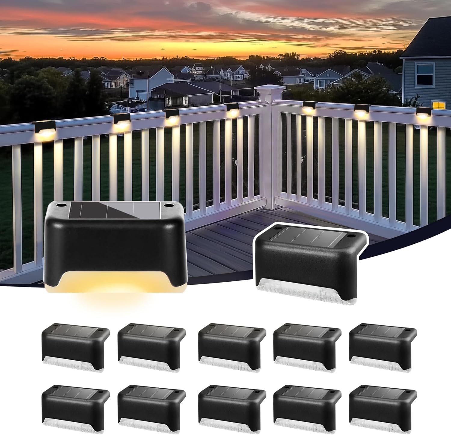 BELIONERA Outdoor Solar Deck Lights, Floor Step Lights, and Waterproof LED Lights for Patios, Yards, Porches, Balconies, Fence and Garden Stairs LED (Black, Pack-12)-image-28