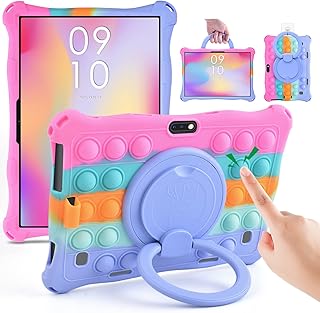 DETUOSI Silicone Case for Dragon Touch Notepad K10, Multi Angle Protective Case for Hoozo Touch 10 inch, YELLYOUTH 10 inch, Winsing 10", WECOOL 10.1 inch Tablet, ZONKO 10 inch, Dazzling Pink