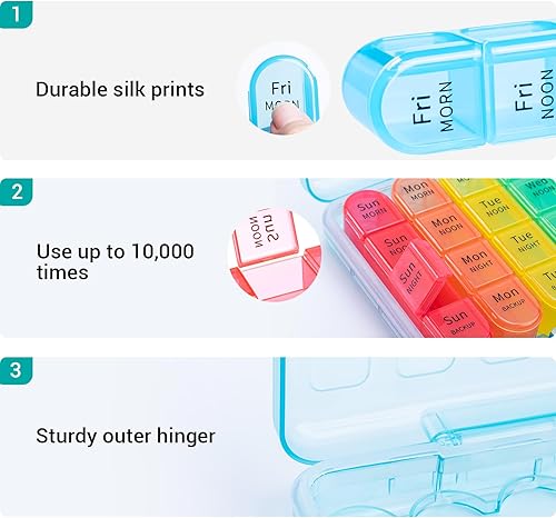 Miniatura 8 de Zoksi Pastillero semanal a prueba de humedad 4 veces al día, pastillero de 7 días 4 veces al día, pastillero de viaje de una semana con 28