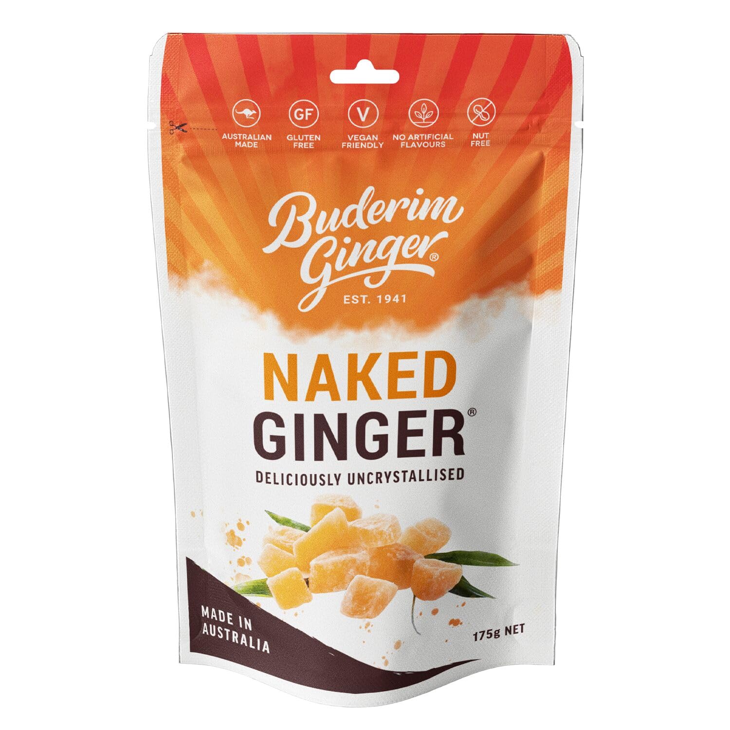 Buderim Ginger Buderim Uncrystallised Naked Sweet Ginger 175G – Chunks Of Pure Ginger Ideal For Baking Or Snack