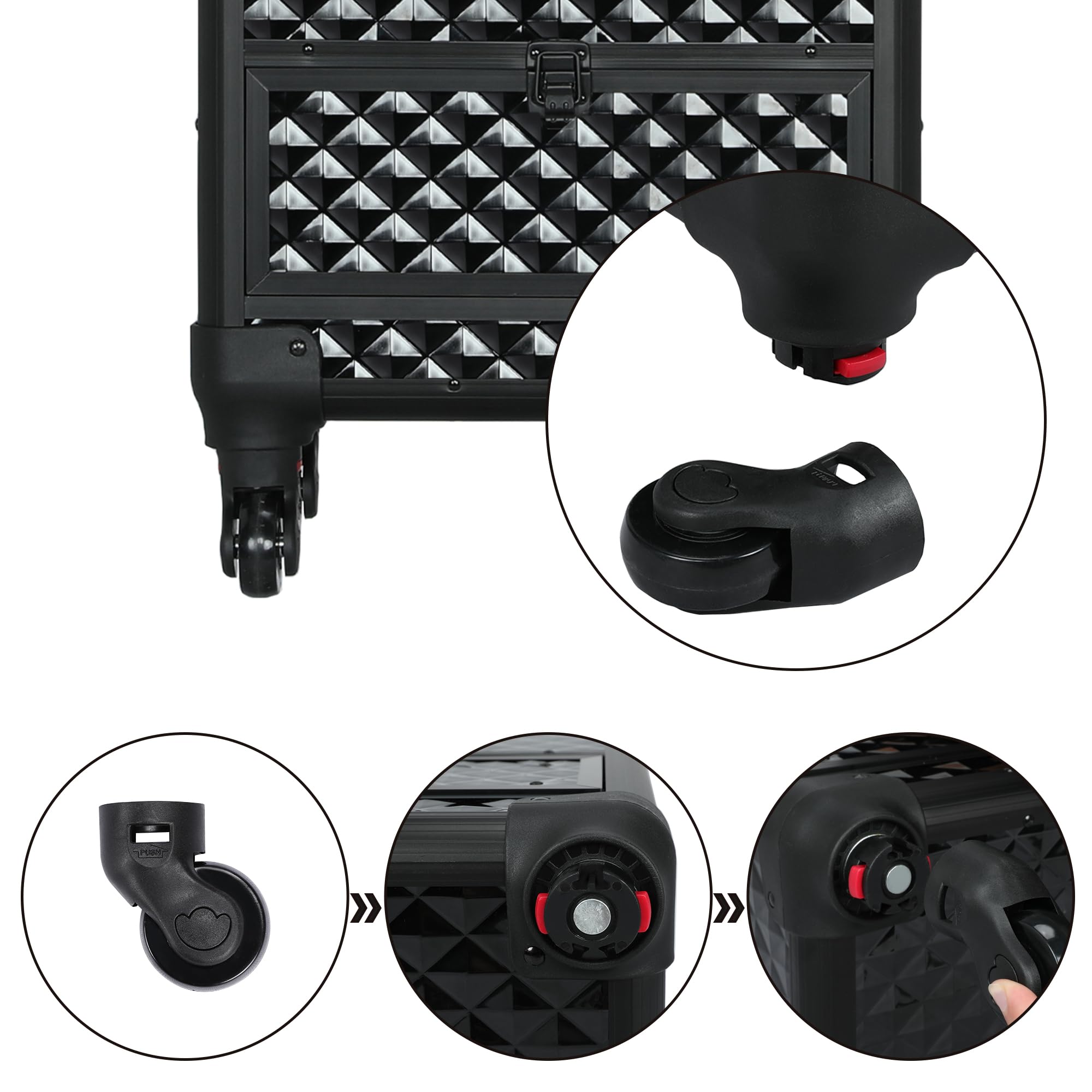 Yaheetech Valigia Trolley Make Up da Trucco Professionale 4 Vassoi Beauty Case da Viaggio per Estetista Nera