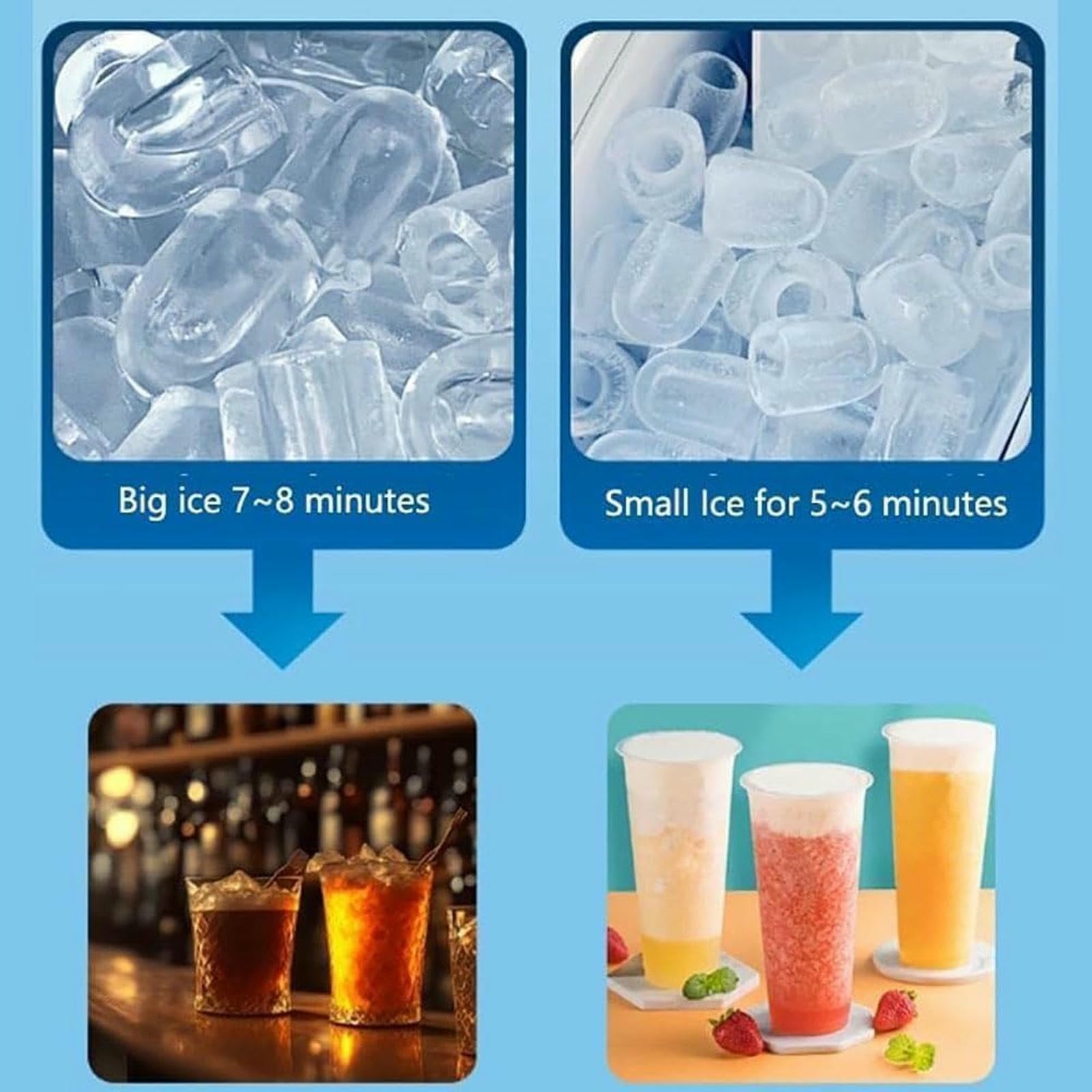 Fabricante De Cubos De Hielo Portátil, Máquina De Fabricante De Hielo De Encimera con Pantalla LED, Dispensador De Hielo Eléctrico para El Restaurante De Bares De Oficina En Casa