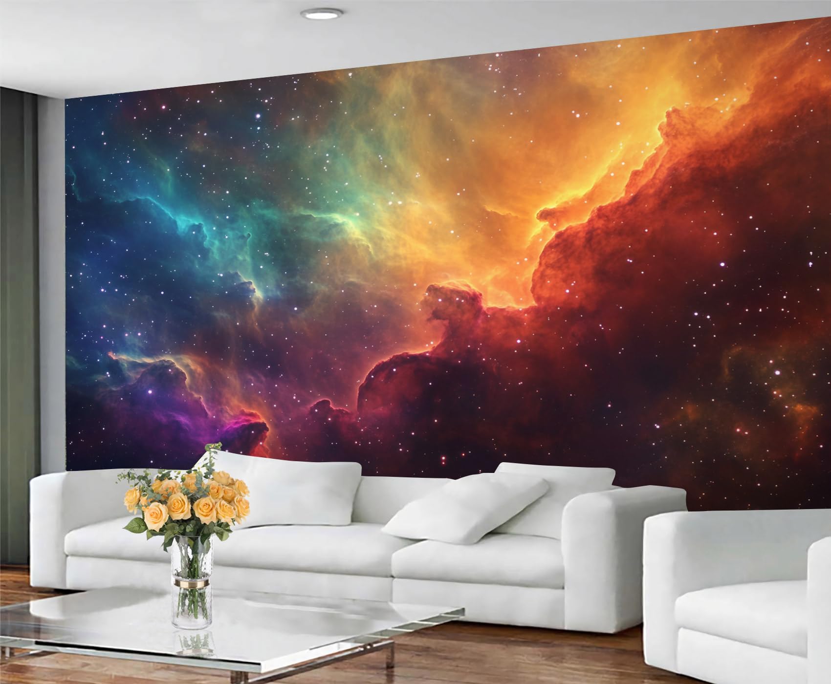 GIVLWF Wallpaper Galaxy Mural & Home Decor, Colorful Nebula Bedroom Wallpaper, Fantasy Universe Wall Paper for Living Room, Large Wall Mural - Not Self-Adhesive