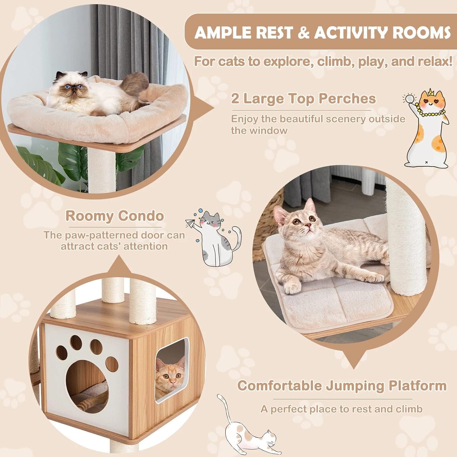 キャットタワー プラットフォームのスクラッチポスト付きの猫の猫塔猫