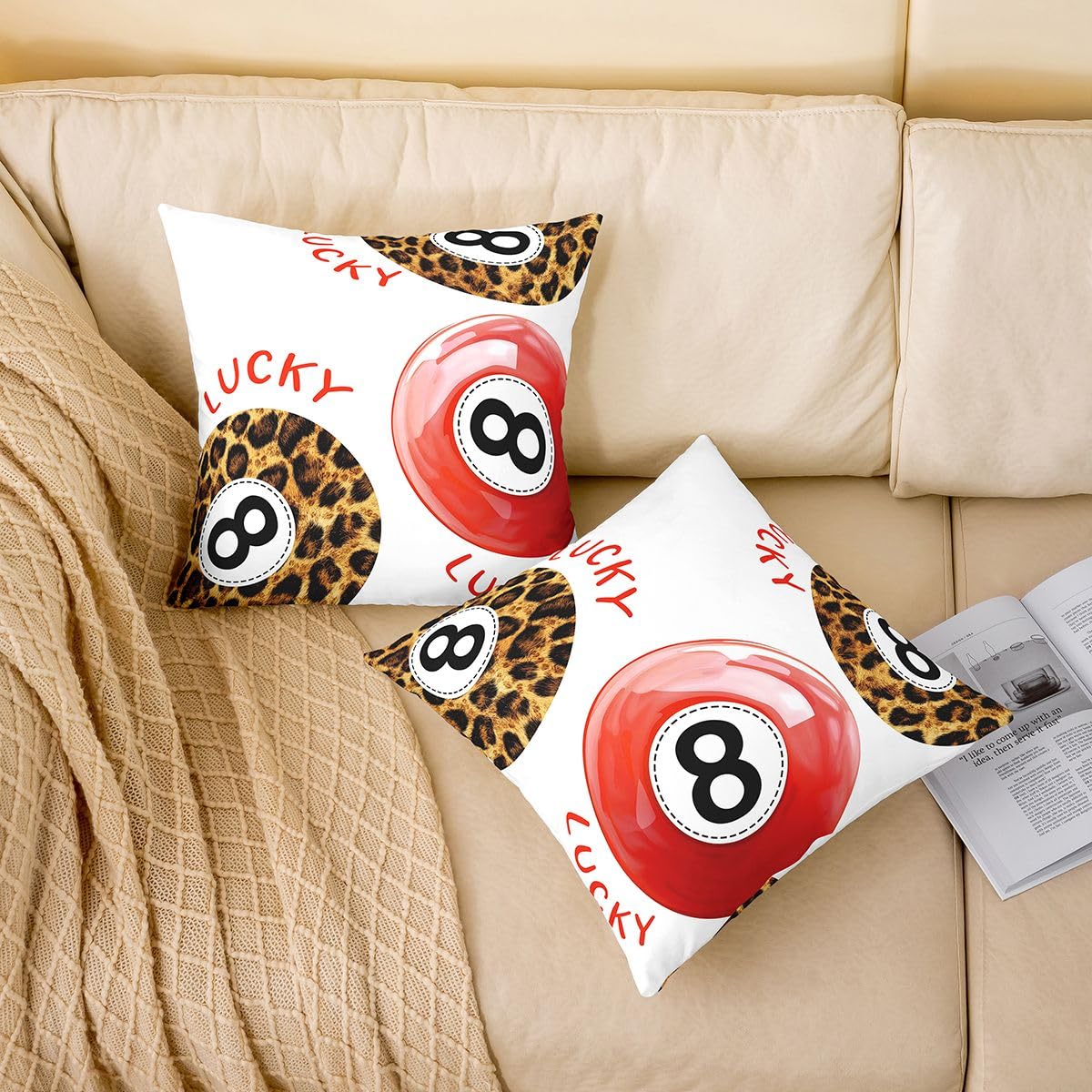 Homewish Cheetah 2000S - Juego de 4 fundas rojas con estampado de guepardo (50 x 50 pulgadas)