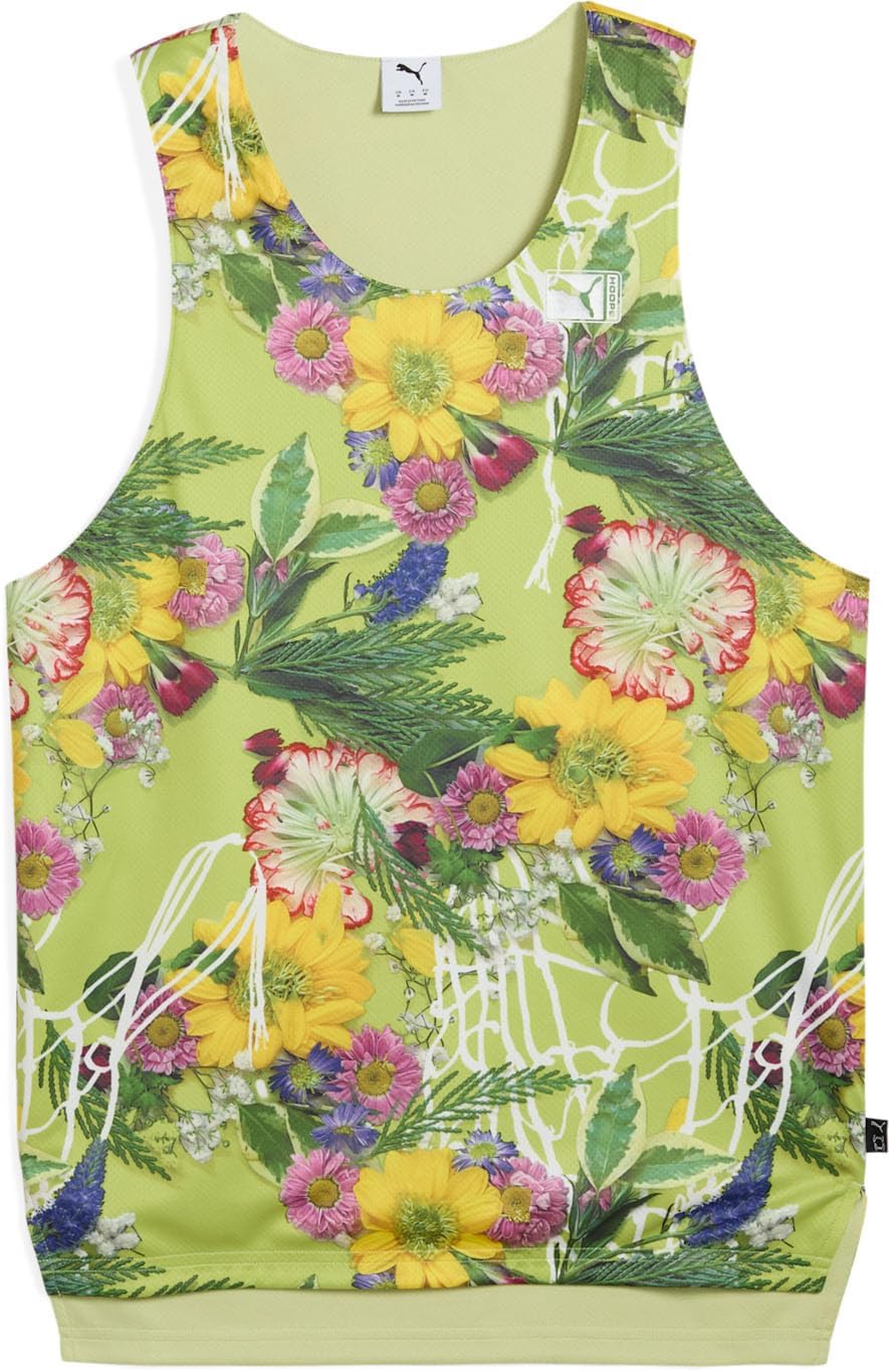 PUMA Mens Dunked in Florals Crew Neck Athletic Tank Casual Breathable - Green