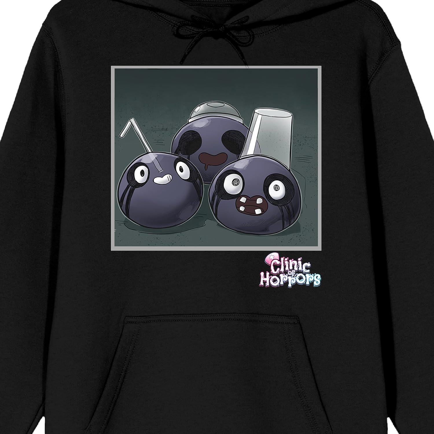 Bioworld Clinic Of Horrors Three Grey Round Creatures Men's Black Hoodie