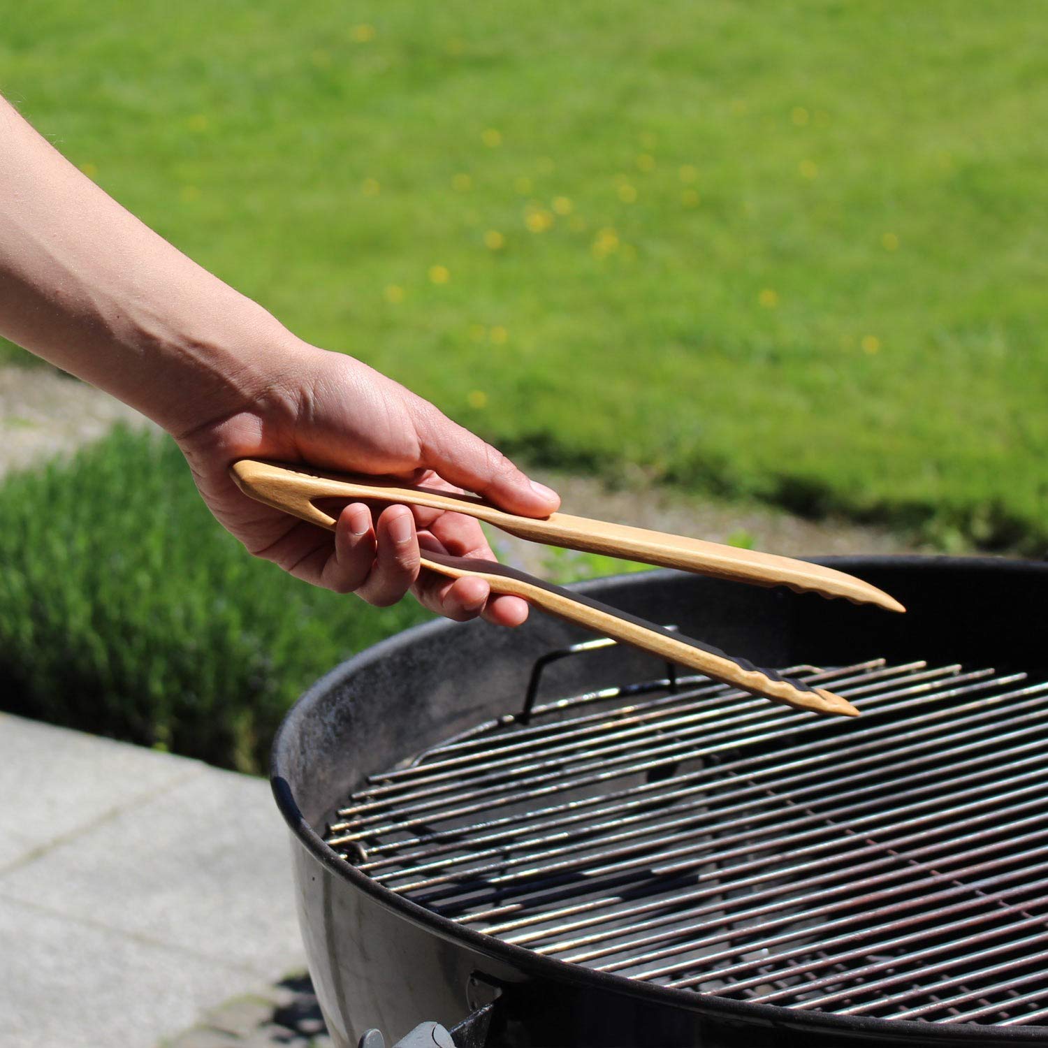 Pinze Per Barbecue In Legno Di Rovere Oliato – Impugnatura Ergonomiche Con Tacca, Regalo Uomo