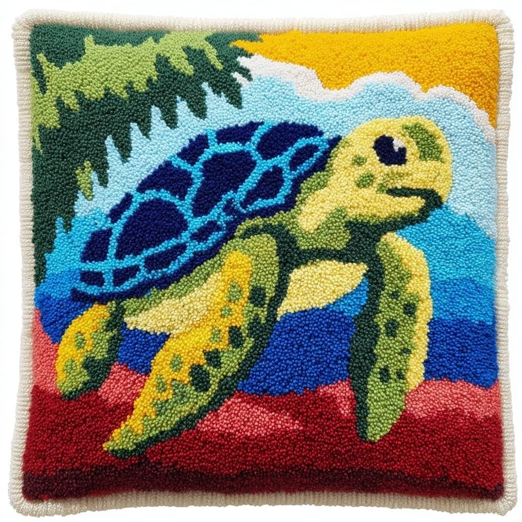 AxiangziK Latch Hook Pillow Kit for Adults,Cartoon Turtle