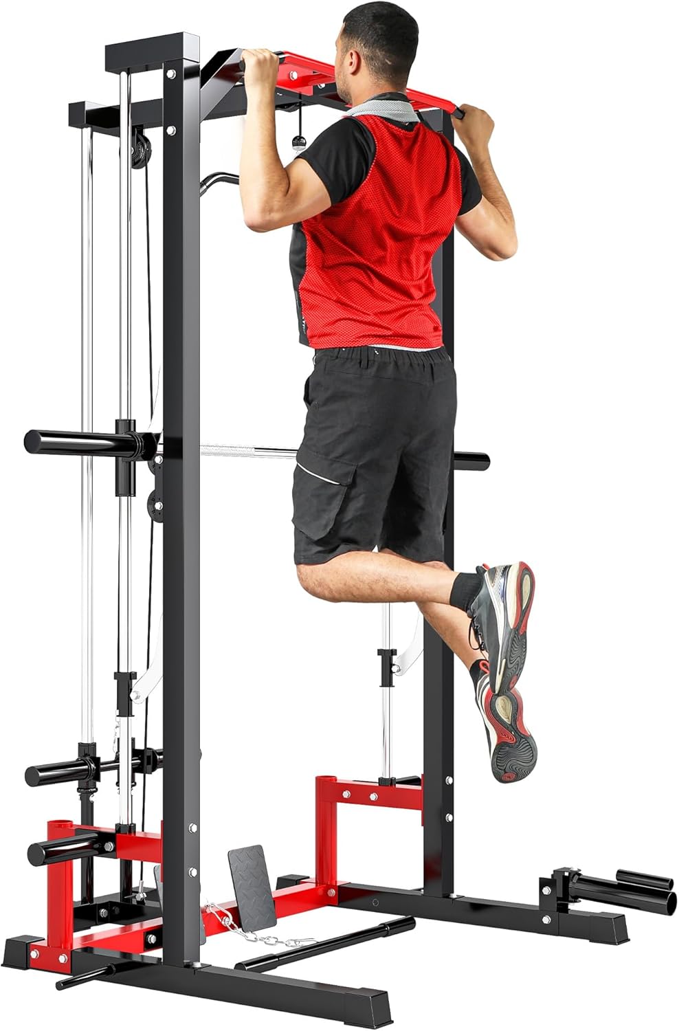 Soozier Soozier Power Cage Smith Machine – Multi-Function Rack with Pull Up Bar & LAT System