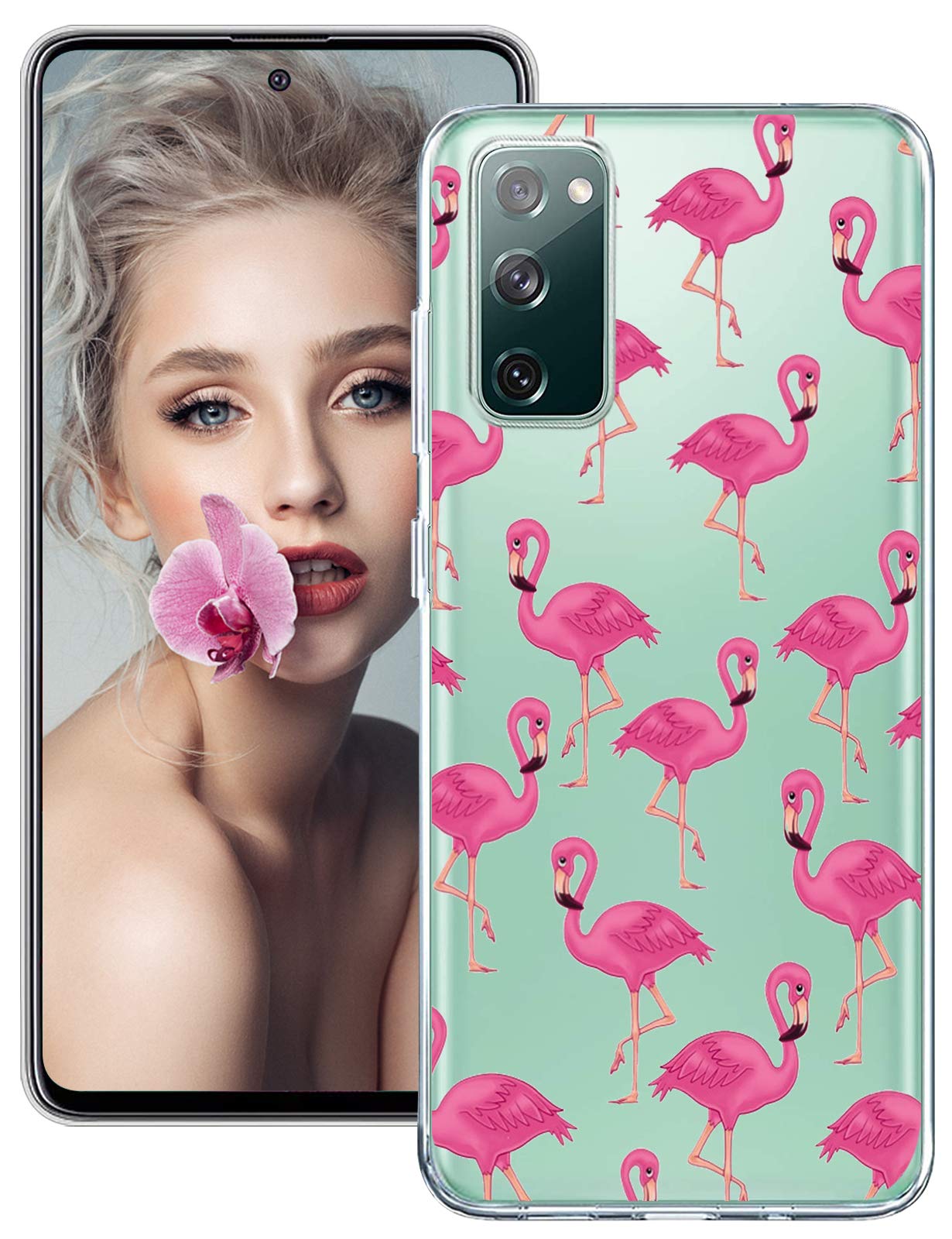 Meweri for Samsung Galaxy S20 FE Case, Soft&Flexible TPU Ultra-Thin Shockproof Slip Resistant Anti-Scratch Protective Phone for Women Girl Bumper Cover with Flamingo Design for Samsung S20 FE (6)