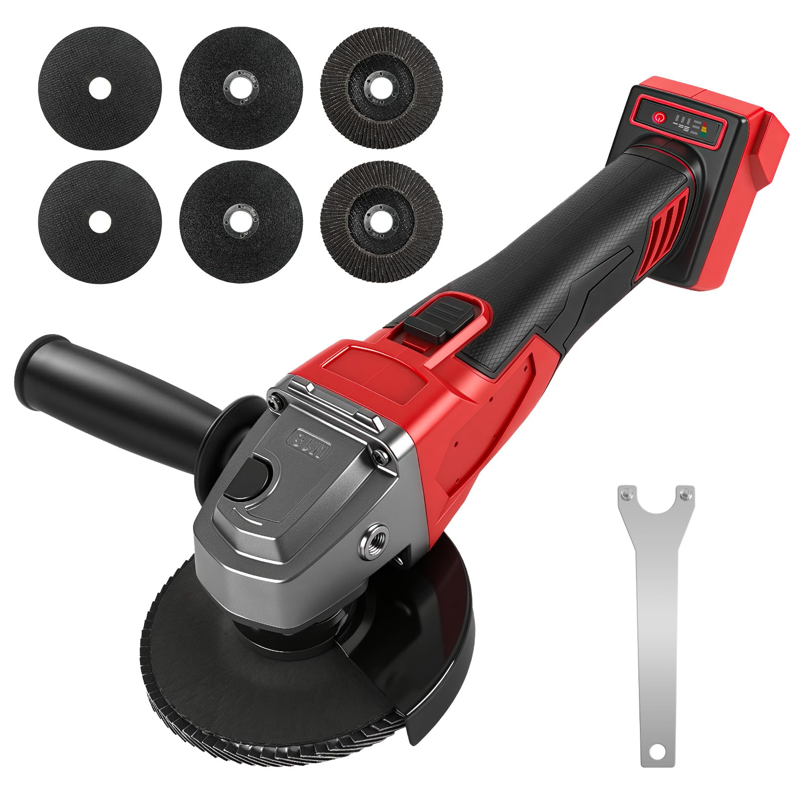 Angle Grinder with Battery for Milwaukee 18V 3-Speed Compact 12000RPM with 4 M14 up to 5/8"-11 Core Battery Sander for Cutting, Sanding and Polishing (No Battery)