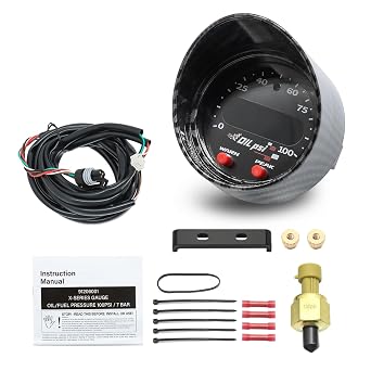30-0301 X-Series مقياس ضغط الوقود مطابقة نسبة وقود الهواء AFR Gauge Wideband Kit، Wideband UEGO AFR Controller، 52mm 2-1 / 16in Boost Gauge Sensor Kits 0-100PSI 7BAR w/وظيفة عتبة ذروة التحذير