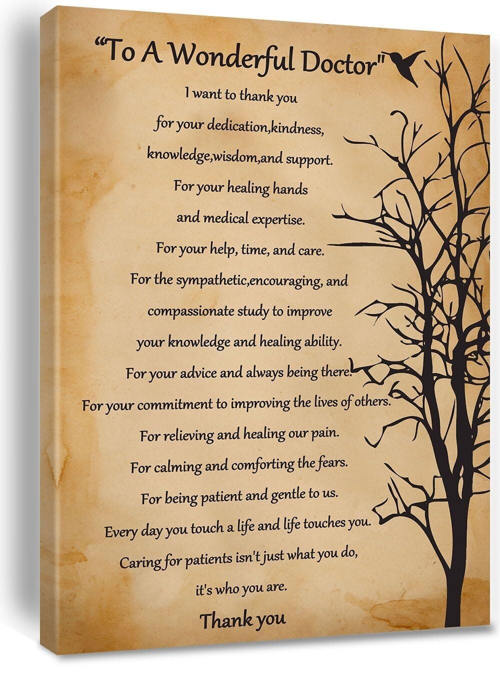 SSOPTMCB Doctor Appreciation Canvas Wall-Art Poem Print for Waiting Room and Home Decor(Framed,12x18inch(30x45cm))